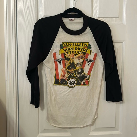 Tops - Vintage Van Halen 1981 World Tour Baseball Tee